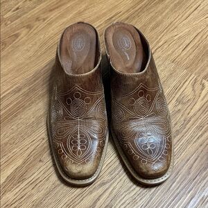 Dr. Scholl's Brown Embroidered Mules